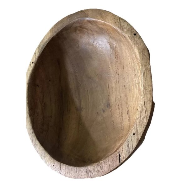 Small Teak Wooden Bowl Brown Small Artistic Offering Earth Table 3 Legs - Picture 1 of 2
